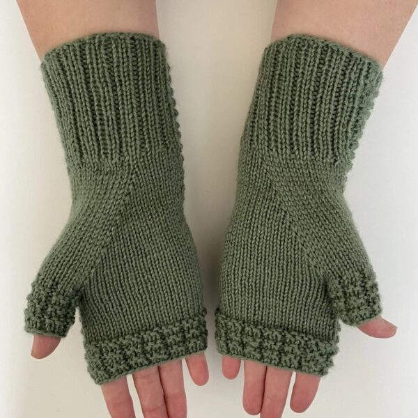 Hand Knit Women Fingerless Wool Gloves Laurel Green2 Hand Knit Women Fingerless Wool Gloves Laurel Green