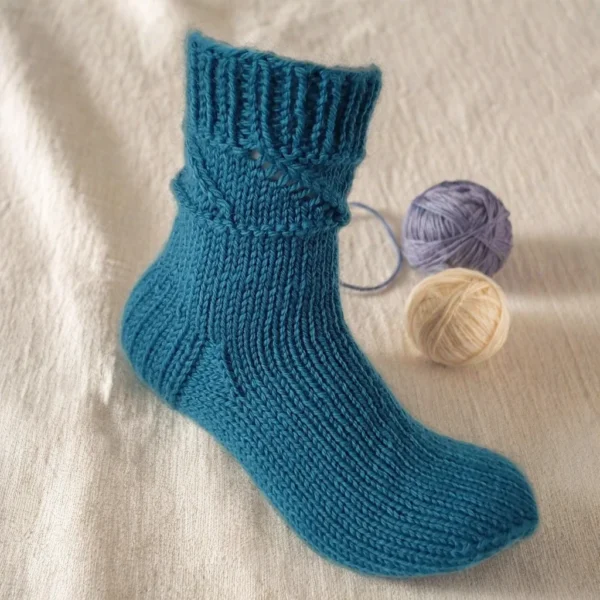 Hand Knit Women Wool Socks Dana Blue Turquoise Hand Knit Women Wool Socks Dana Blue Turquoise