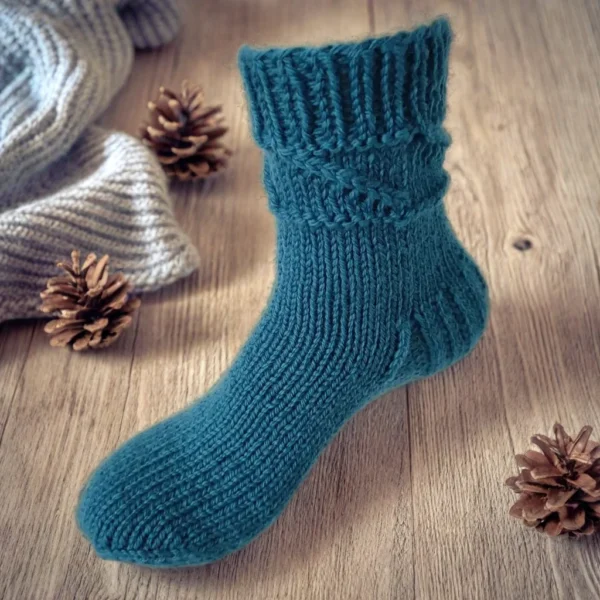 Hand Knit Women Wool Socks Dana Blue Turquoise2 Hand Knit Women Wool Socks Dana Blue Turquoise